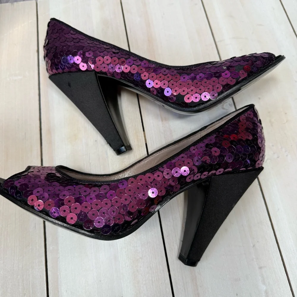 Marc By Marc Jacobs Elegant Purple Sequin Women's Heels Size 36.5 - Picture 6 of 8
